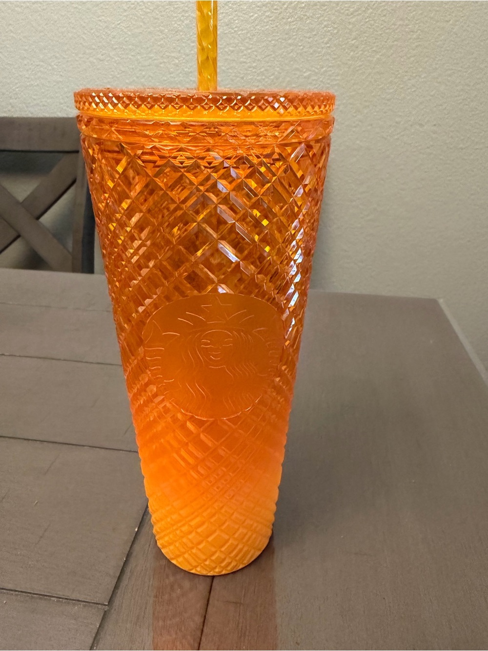 Starbucks Orange Textured Diamond Tumbler with Straw